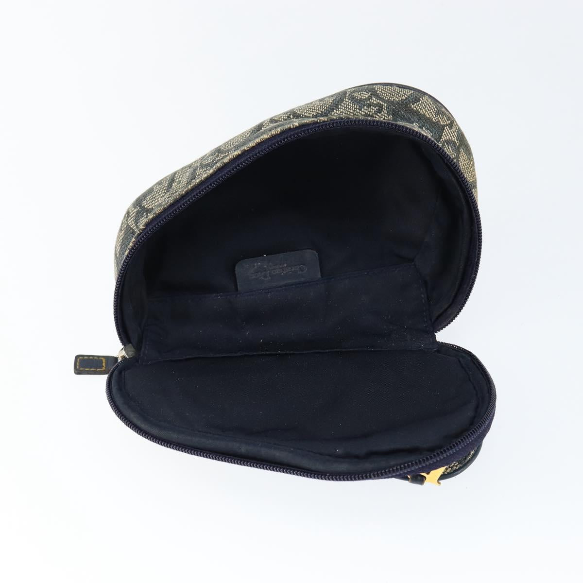 Christian Dior Trotter Canvas Saddle Pouch Navy Gold Auth 149216