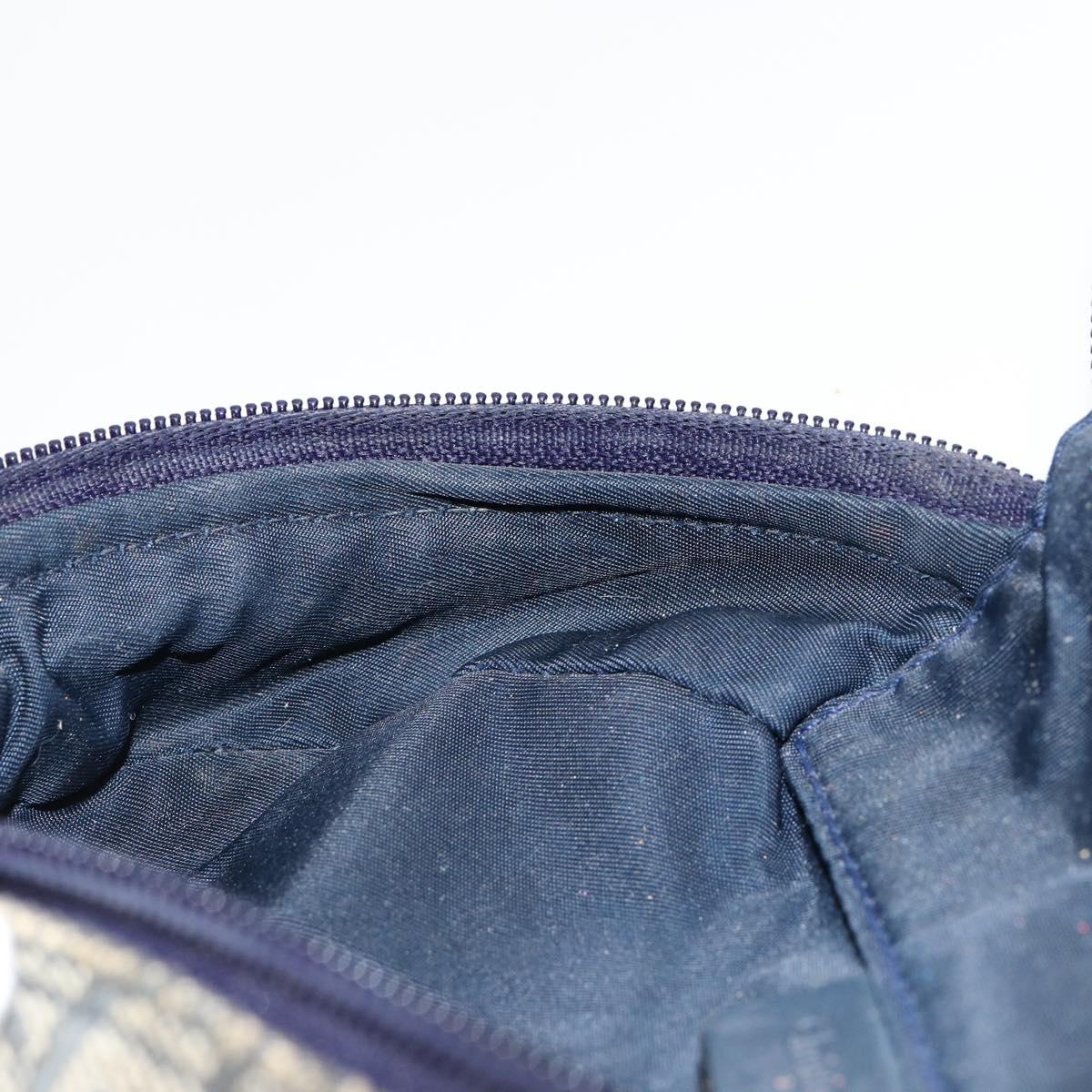 Christian Dior Trotter Canvas Saddle Pouch Navy Gold Auth 149216