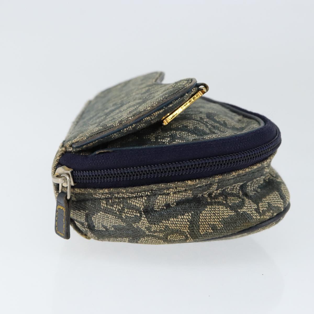 Christian Dior Trotter Canvas Saddle Pouch Navy Gold Auth 149216