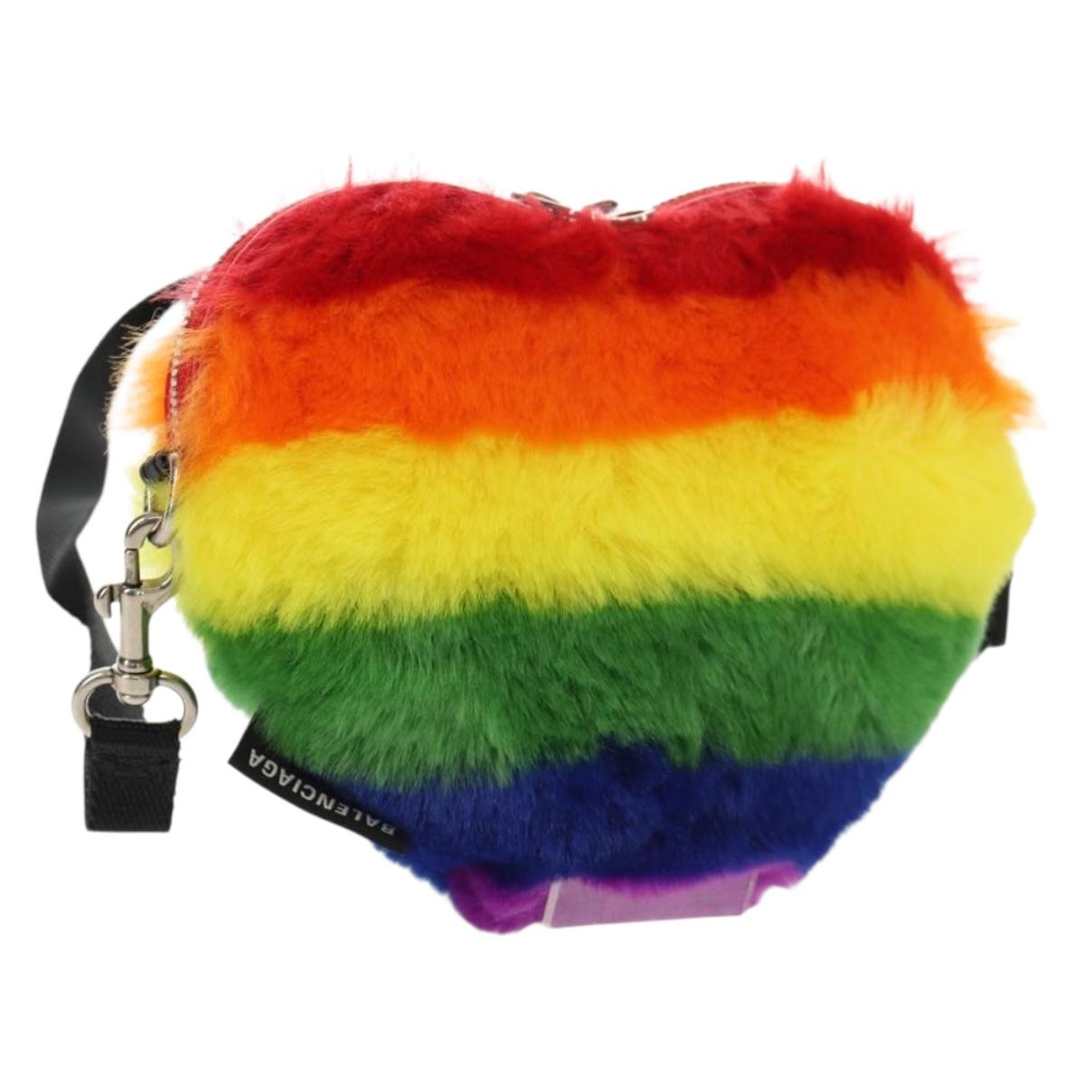 BALENCIAGA Shoulder Bag Fur Rainbow 677903 Auth 149218SM