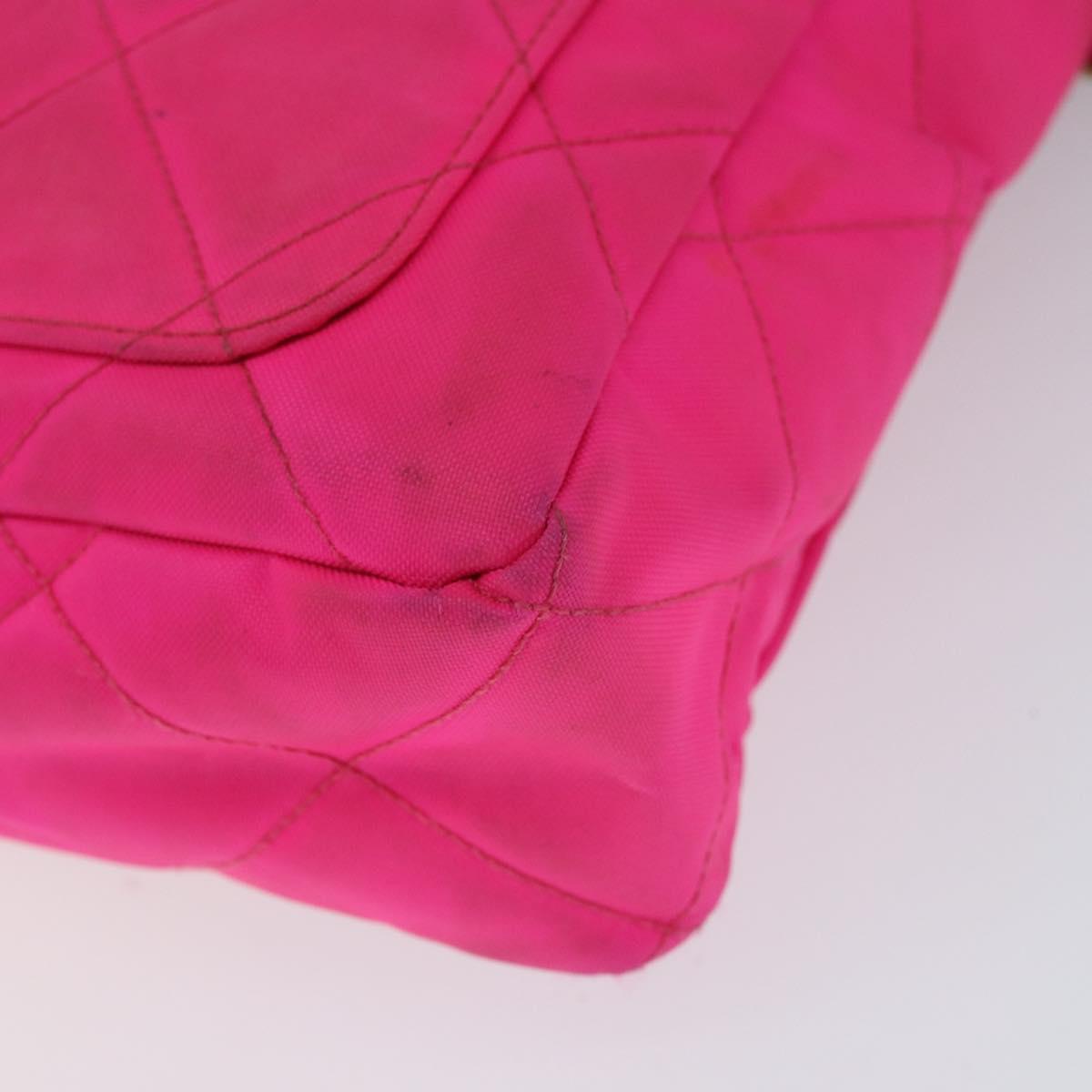 CHANEL Matelasse Chain Shoulder Bag Nylon Pink Gold CC Auth 149222