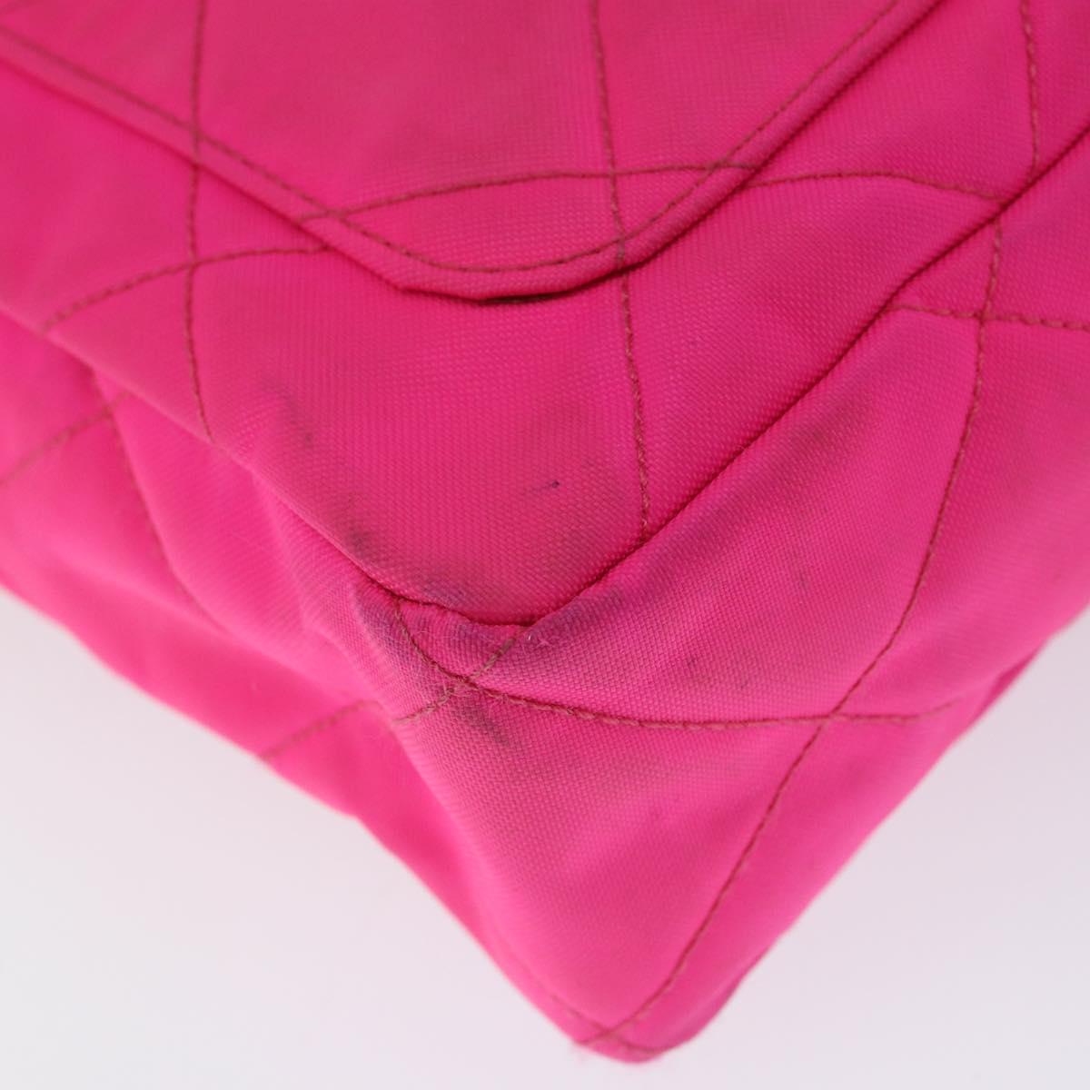 CHANEL Matelasse Chain Shoulder Bag Nylon Pink Gold CC Auth 149222