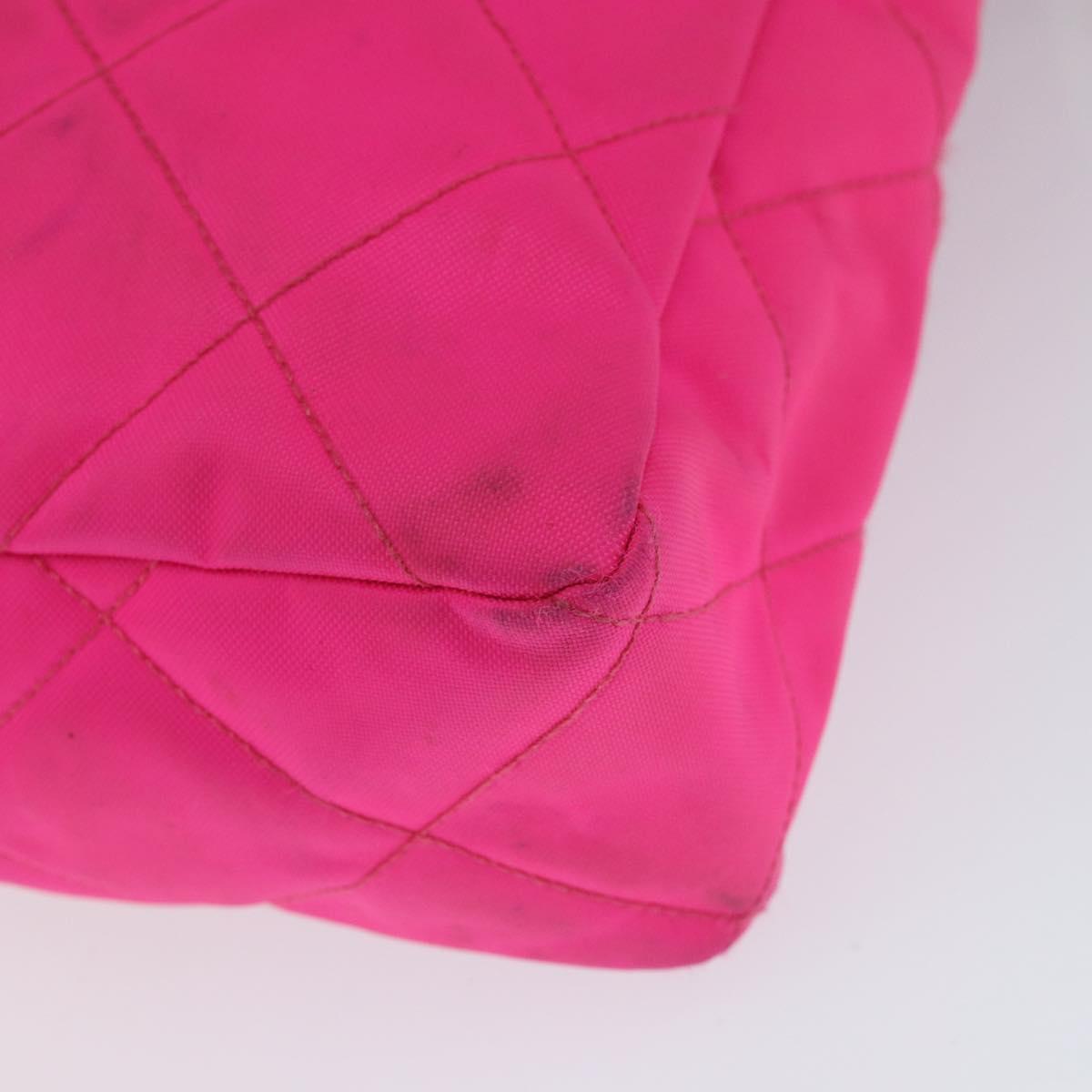 CHANEL Matelasse Chain Shoulder Bag Nylon Pink Gold CC Auth 149222