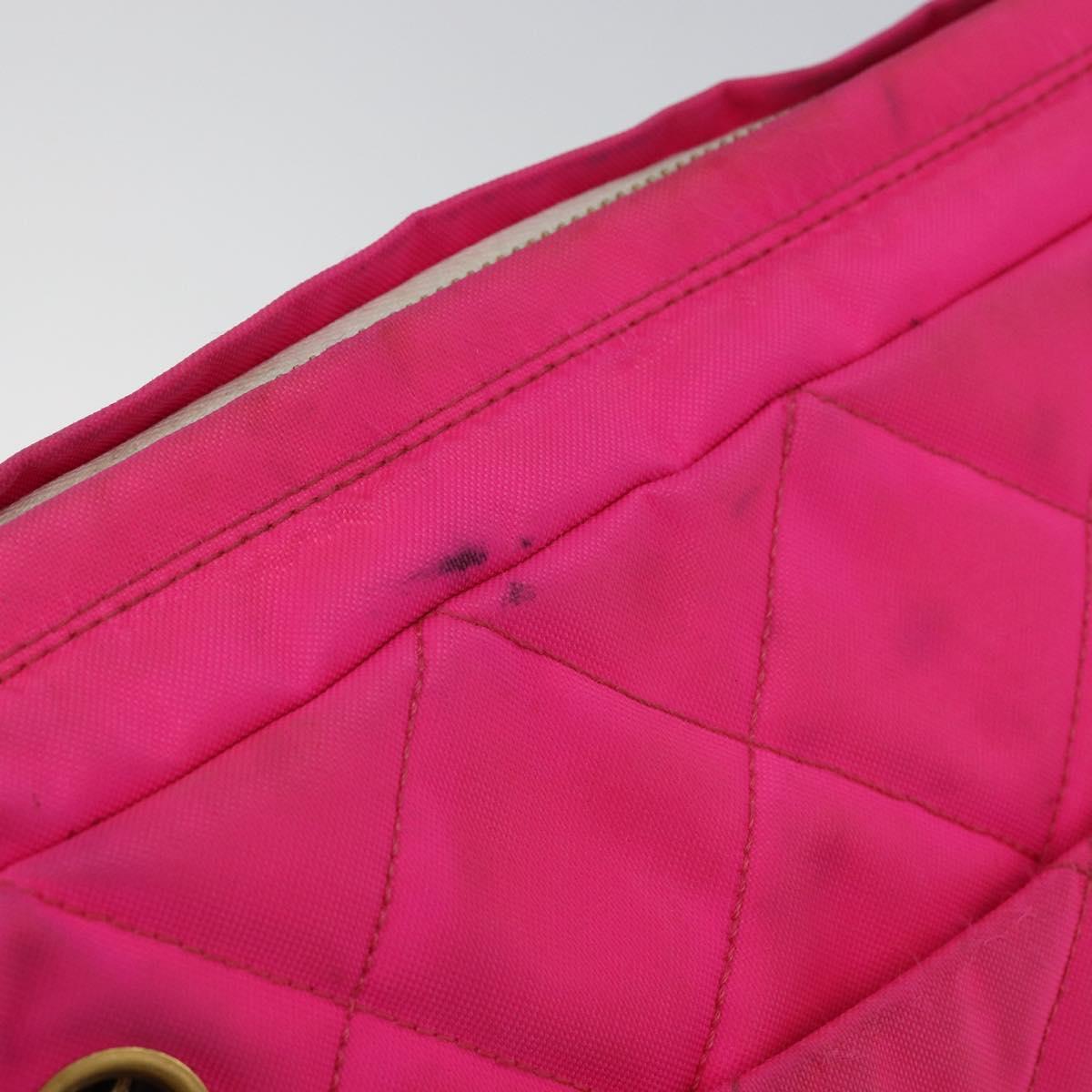 CHANEL Matelasse Chain Shoulder Bag Nylon Pink Gold CC Auth 149222