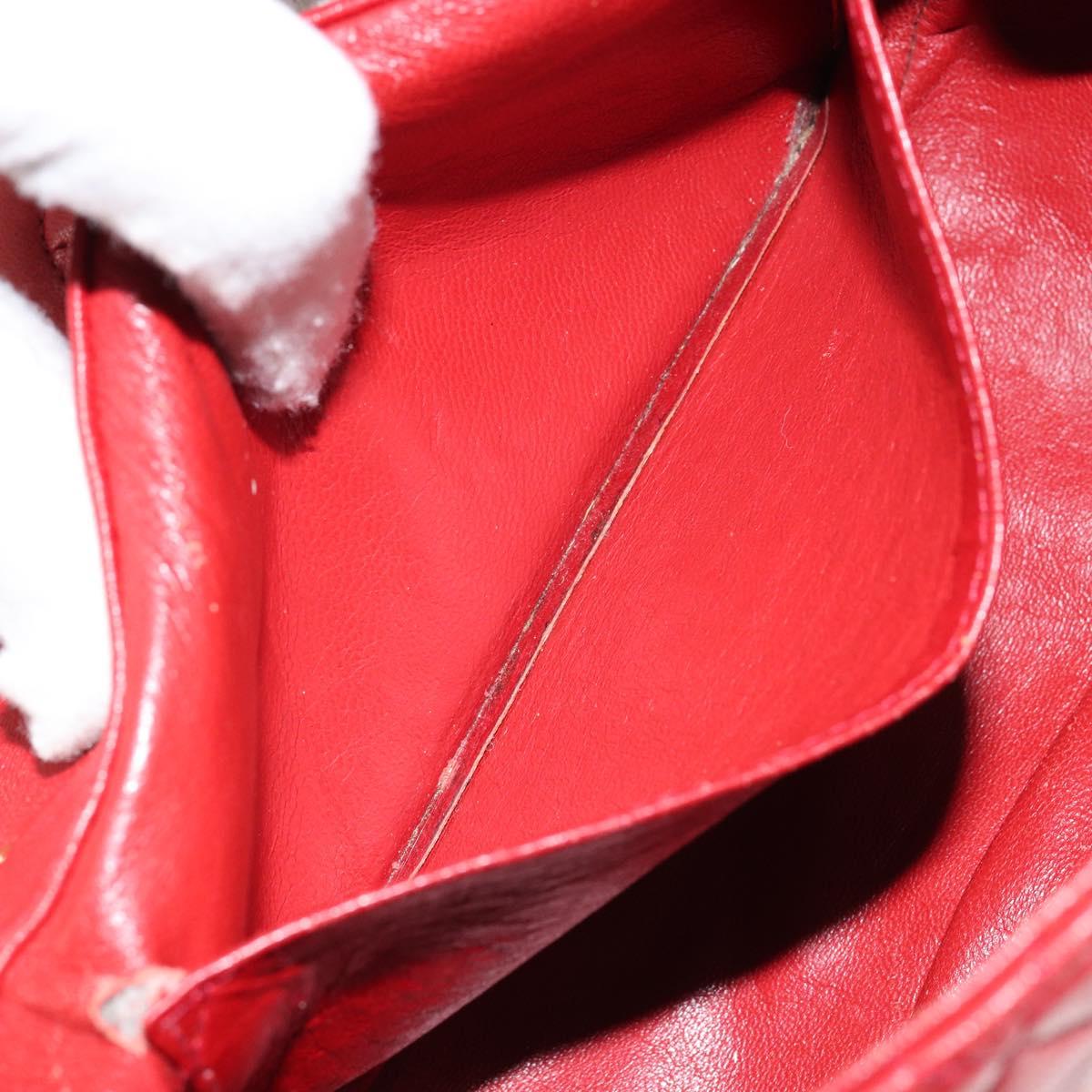 CHANEL Matelasse Chain Shoulder Bag Lamb Skin Red Gold CC Auth 149223