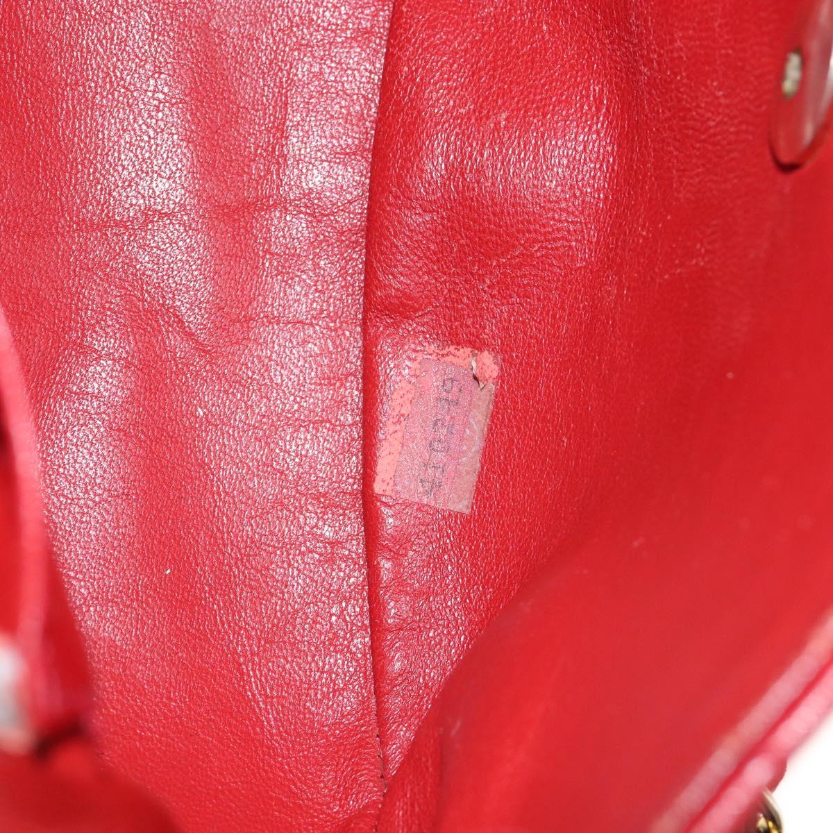 CHANEL Matelasse Chain Shoulder Bag Lamb Skin Red Gold CC Auth 149223