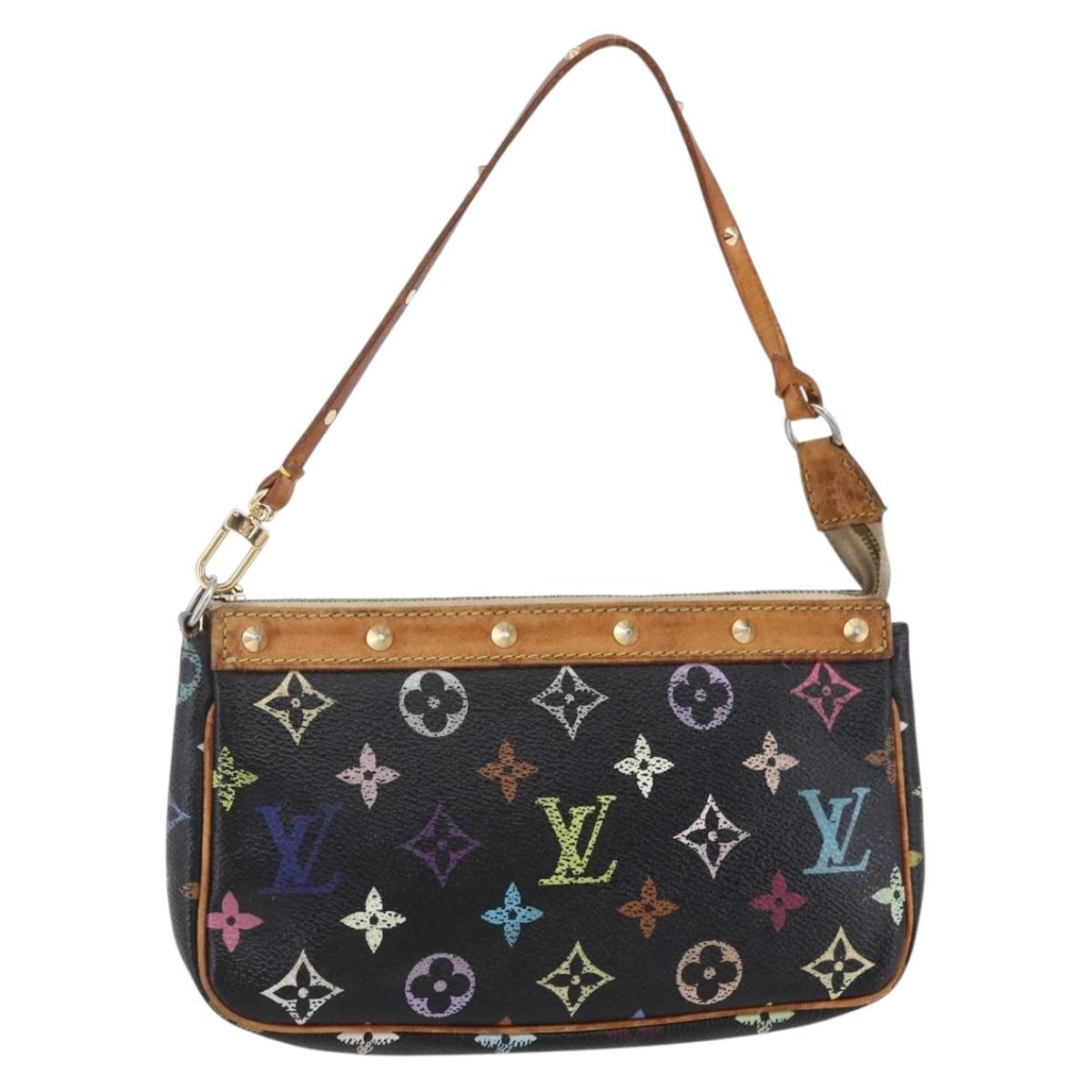 LOUIS VUITTON Multicolor Pochette Accessoires Pouch Black M92648 LV Auth 149228