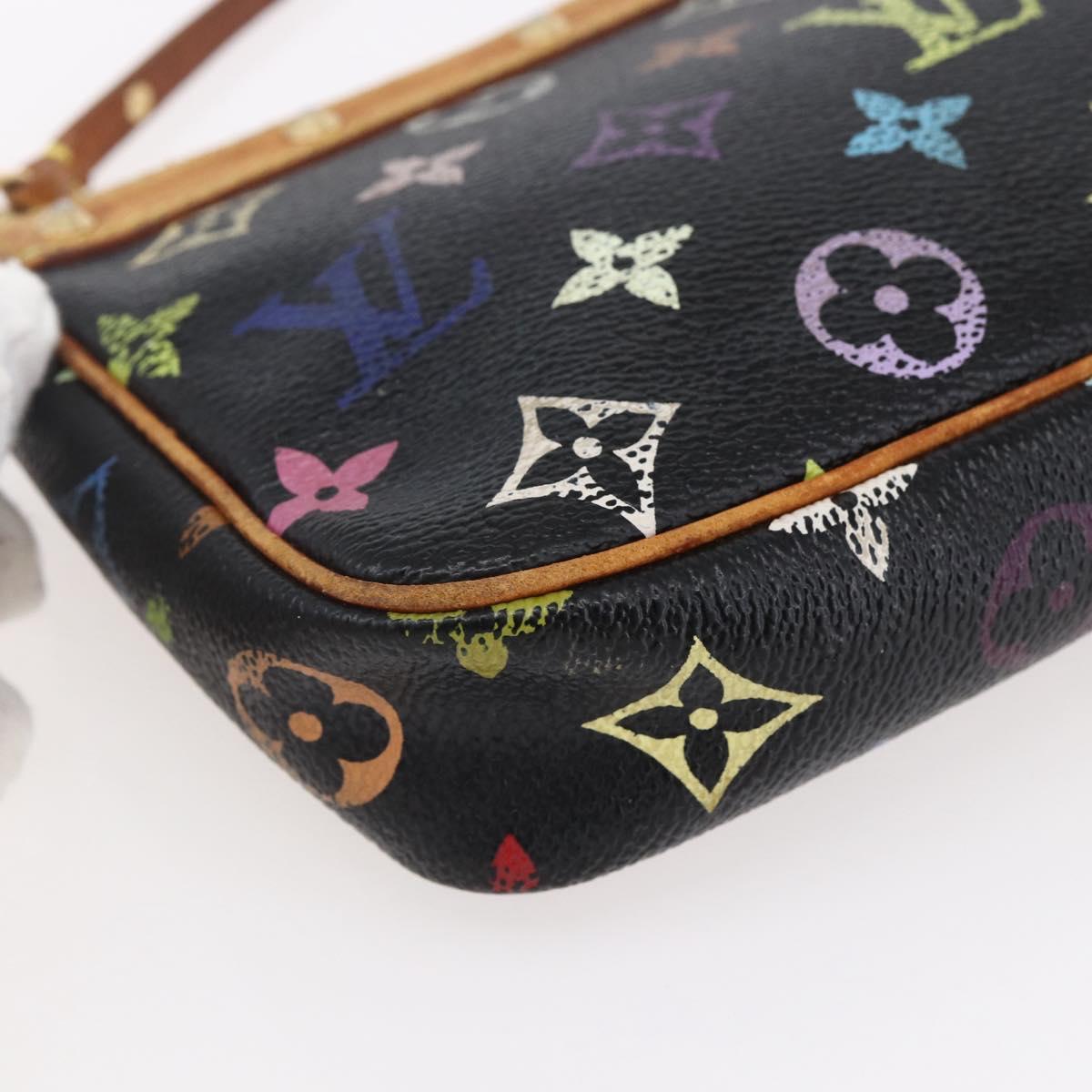 LOUIS VUITTON Multicolor Pochette Accessoires Pouch Black M92648 LV Auth 149228