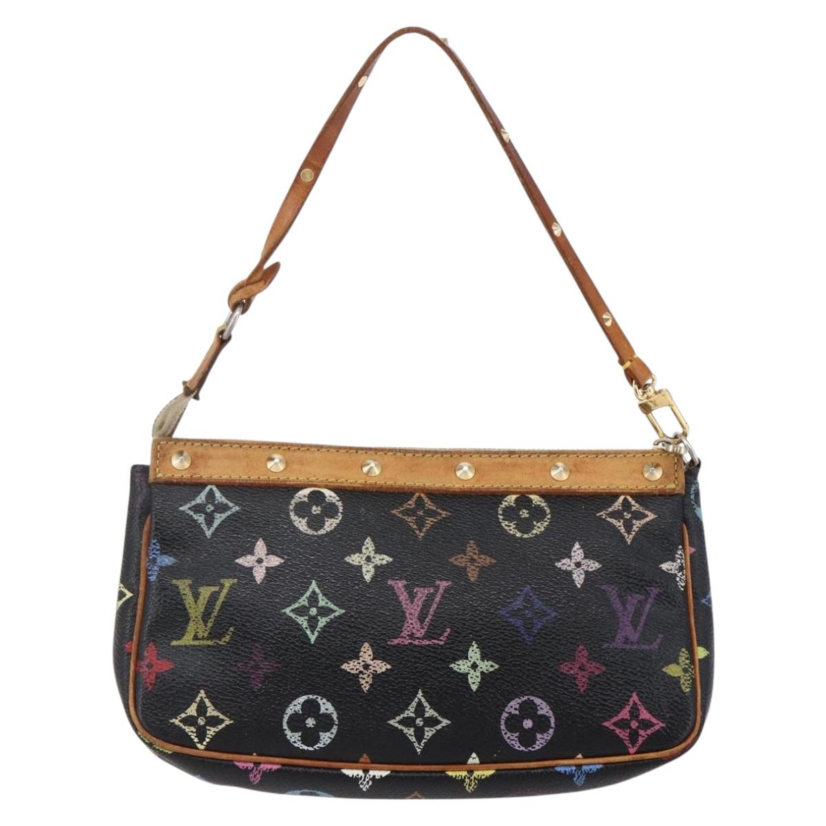 LOUIS VUITTON Multicolor Pochette Accessoires Pouch Black M92648 LV Auth 149228