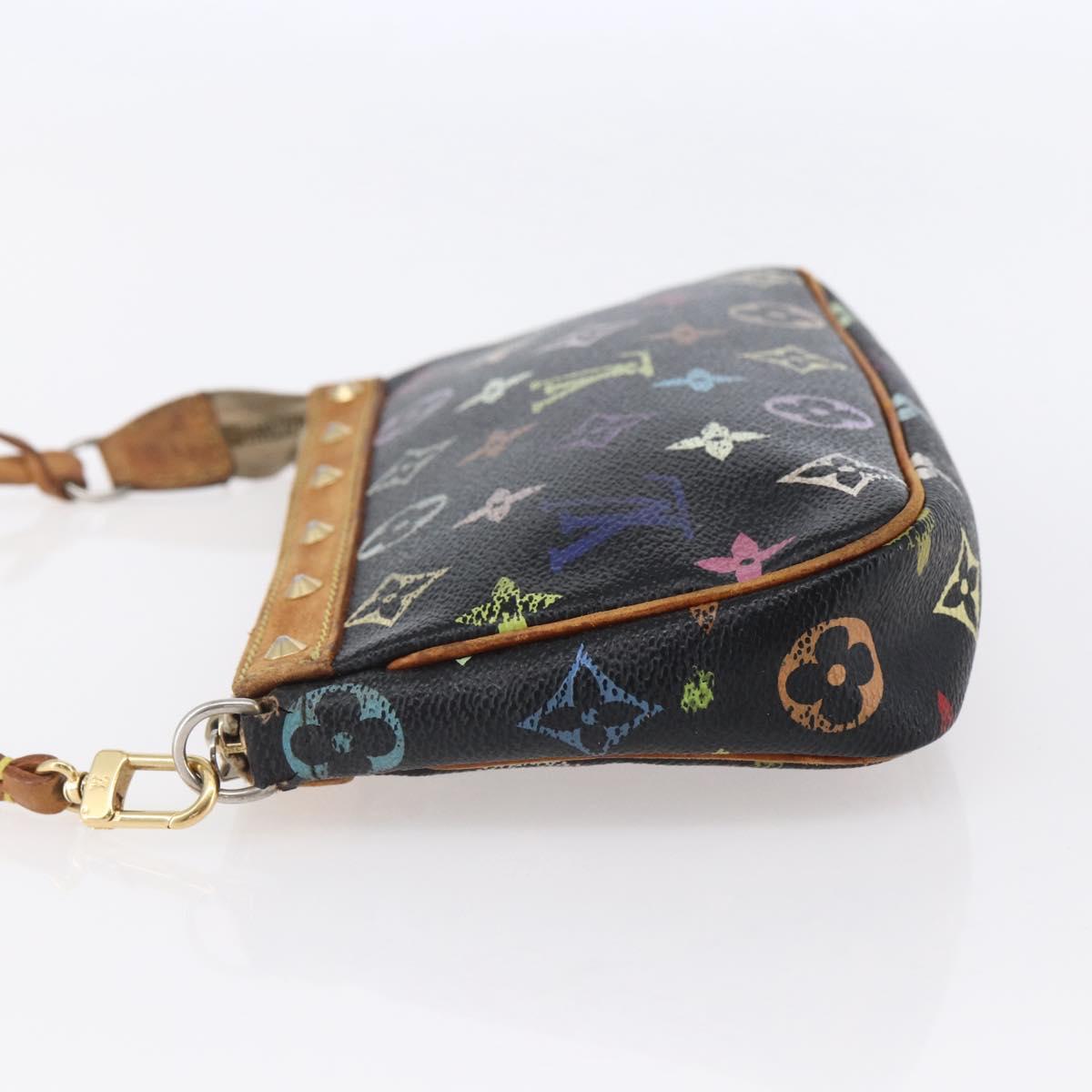 LOUIS VUITTON Multicolor Pochette Accessoires Pouch Black M92648 LV Auth 149228