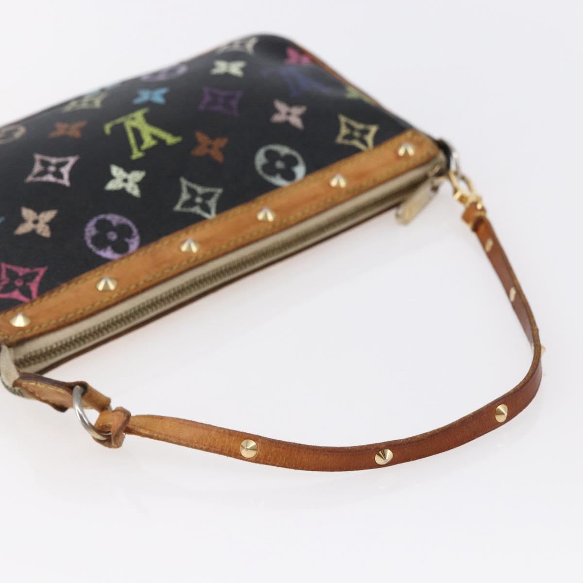LOUIS VUITTON Multicolor Pochette Accessoires Pouch Black M92648 LV Auth 149228
