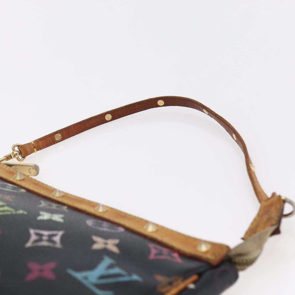 LOUIS VUITTON Multicolor Pochette Accessoires Pouch Black M92648 LV Auth 149228