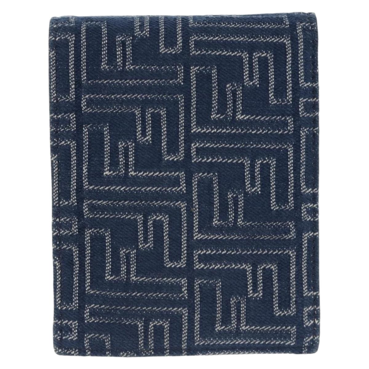 FENDI Zucca Canvas Compact Wallet Blue Auth 149243M