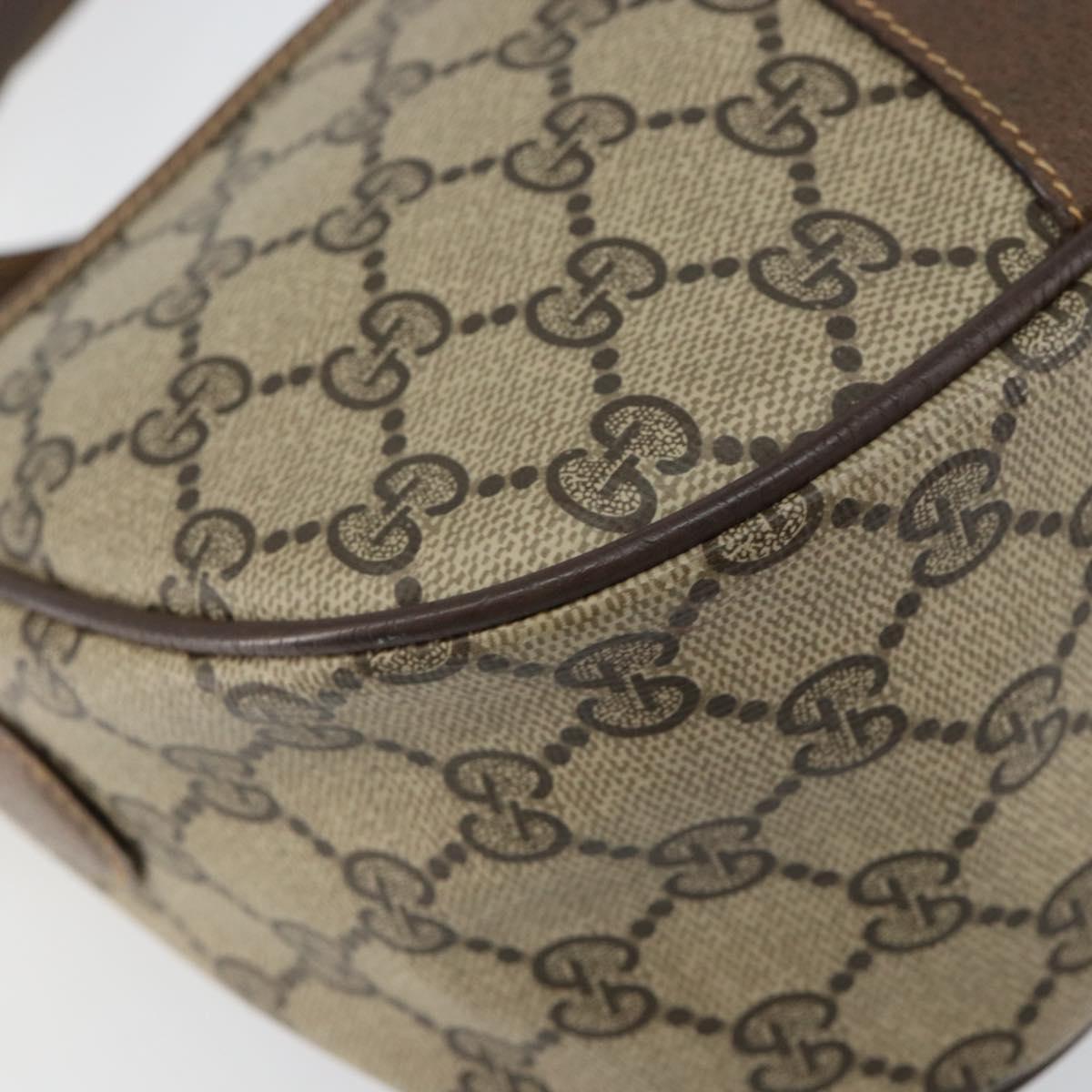 GUCCI GG Supreme Web Sherry Line Bag PVC Beige Gold 89 02 032 Auth 149251