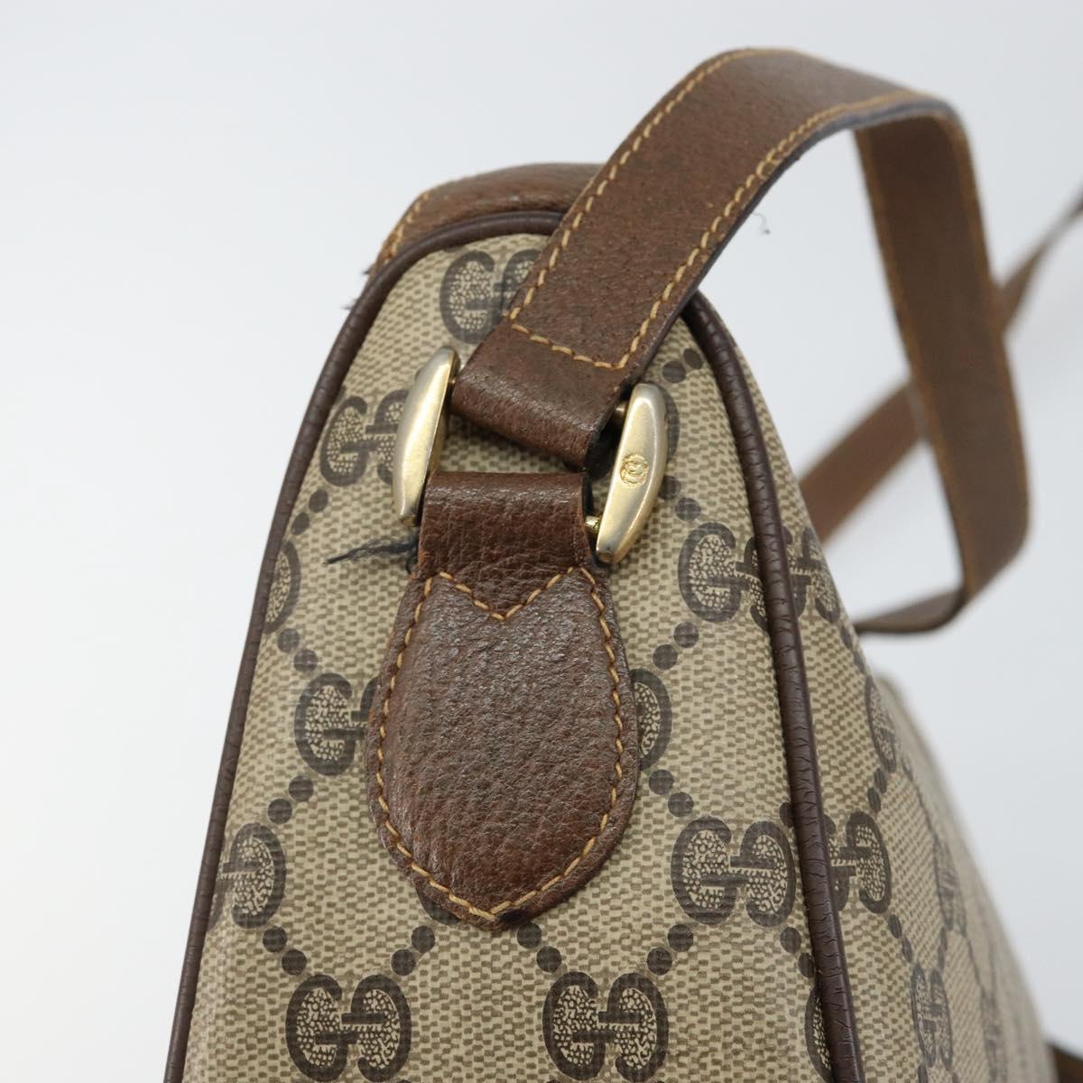 GUCCI GG Supreme Web Sherry Line Bag PVC Beige Gold 89 02 032 Auth 149251