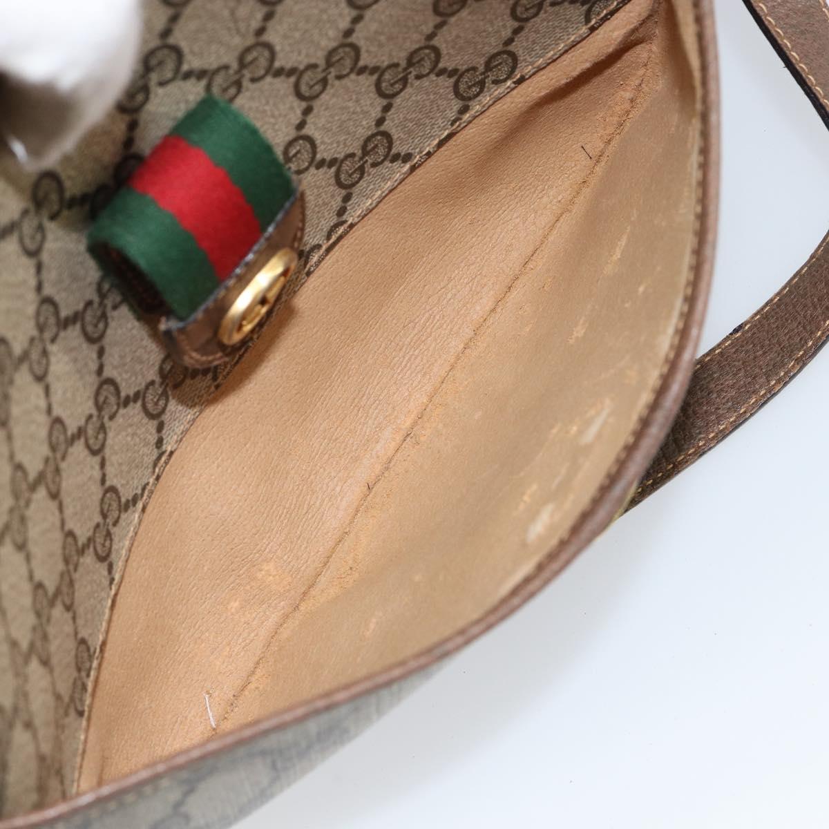 GUCCI GG Supreme Web Sherry Line Bag PVC Beige Gold 89 02 032 Auth 149251