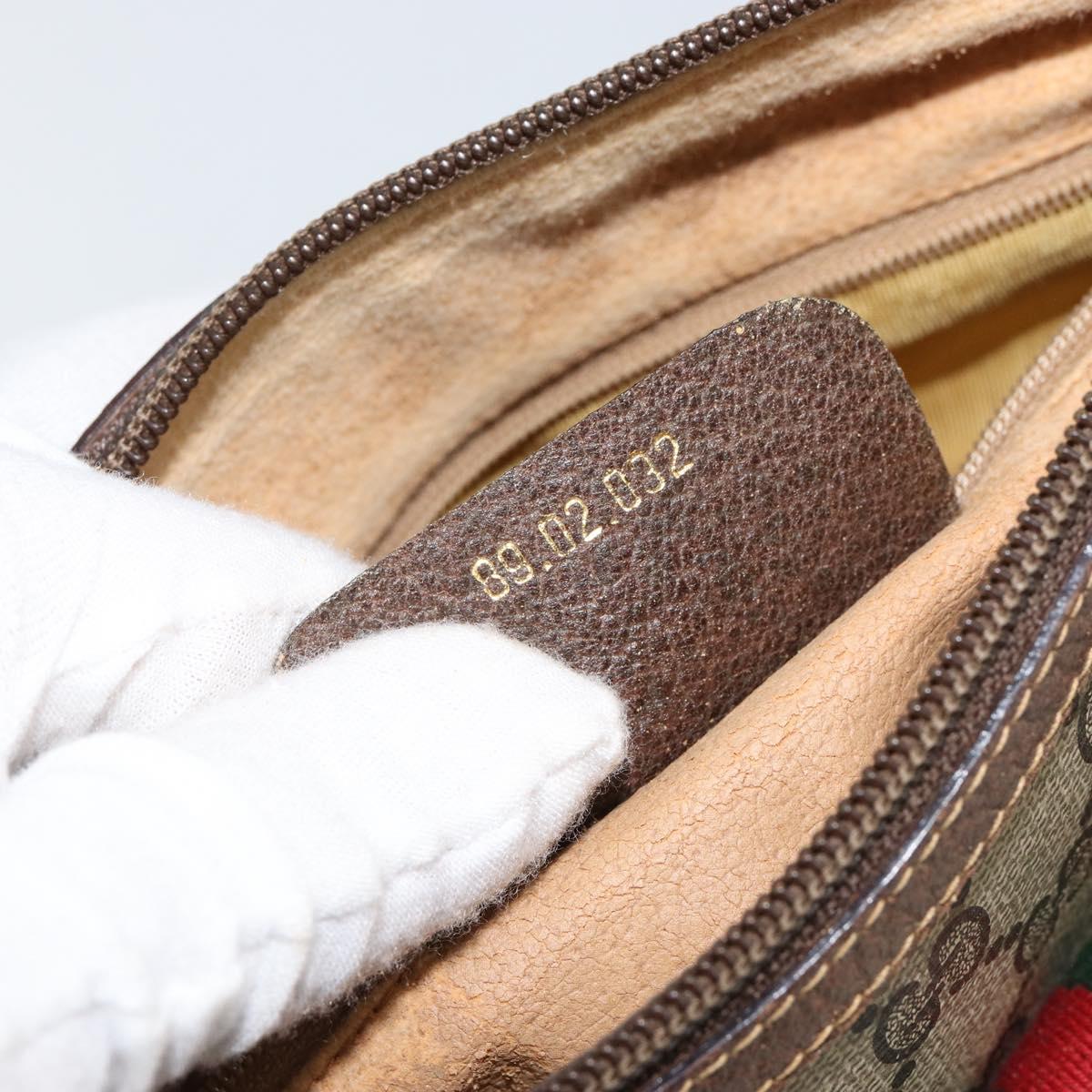 GUCCI GG Supreme Web Sherry Line Bag PVC Beige Gold 89 02 032 Auth 149251