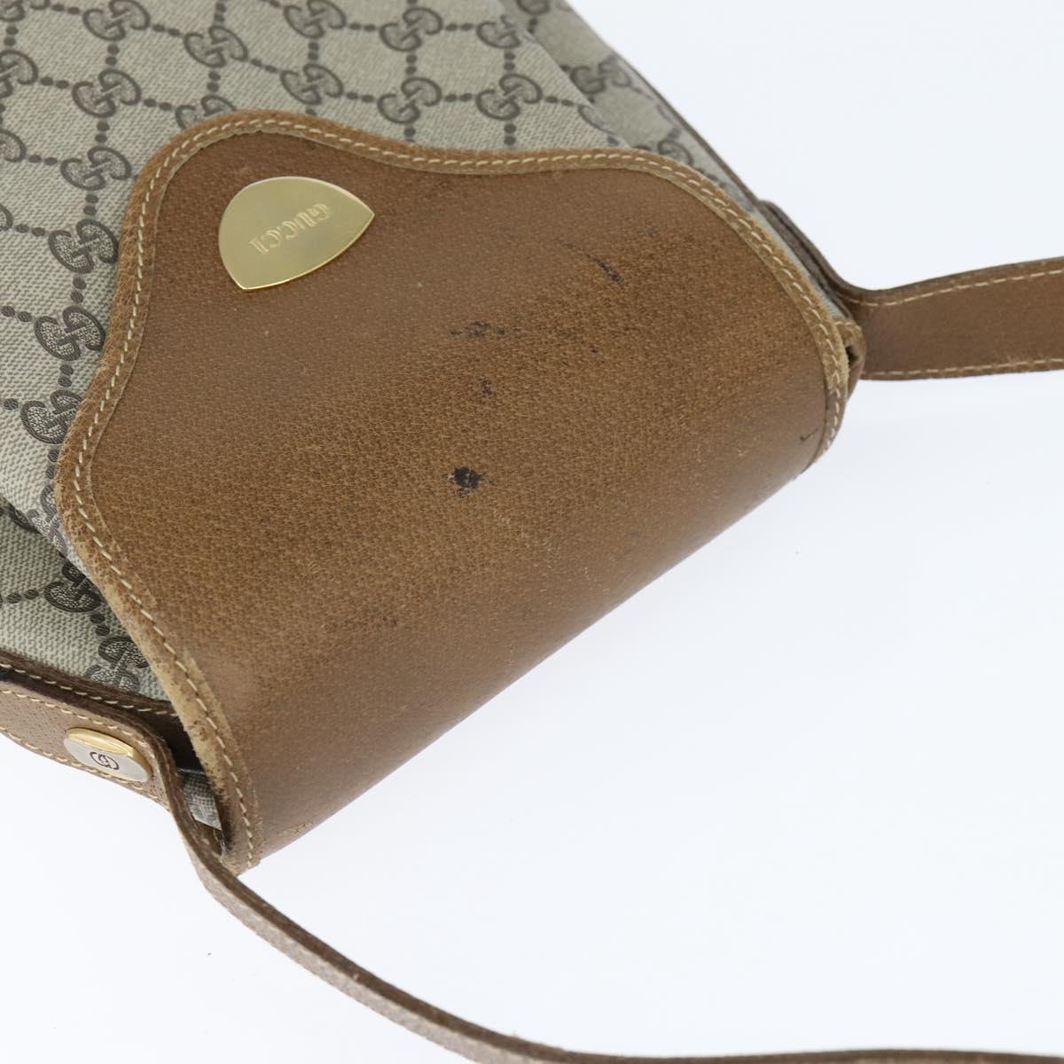 GUCCI GG Supreme Web Sherry Line Shoulder Bag PVC Beige Gold Auth 149255
