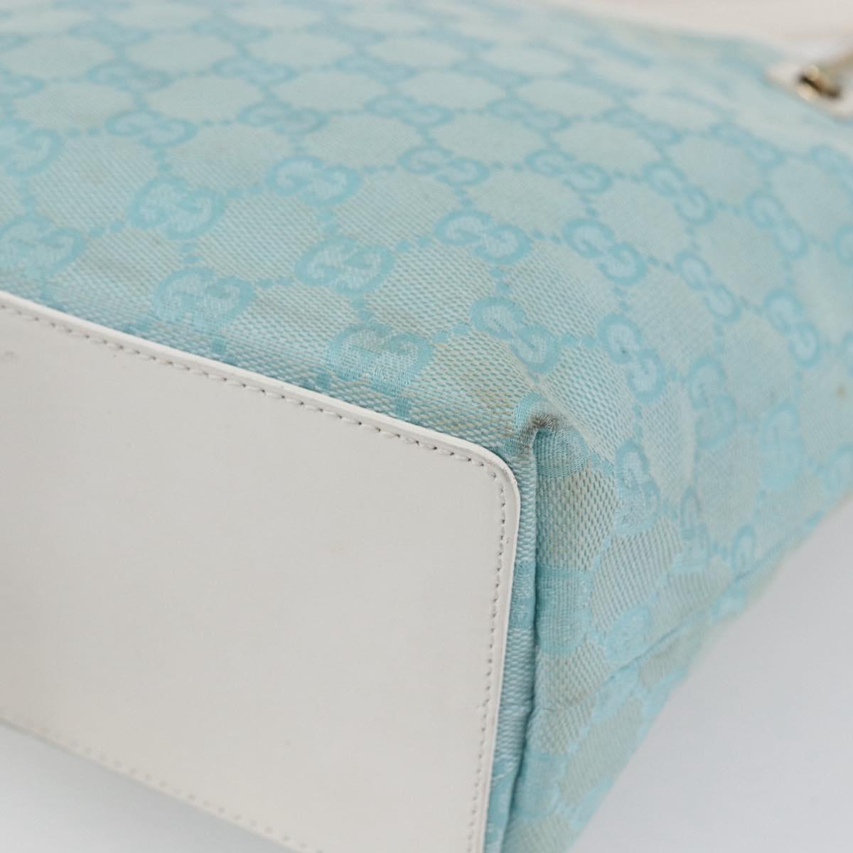 GUCCI GG Canvas Tote Bag Light Blue Gold 002 1099 Auth 149259