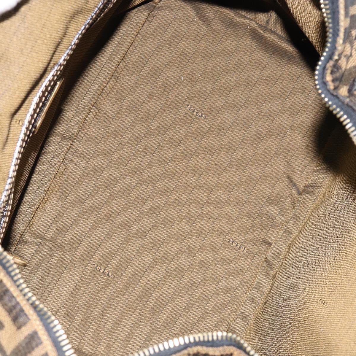 FENDI Zucca Canvas Hand Bag Black Brown Auth 149263