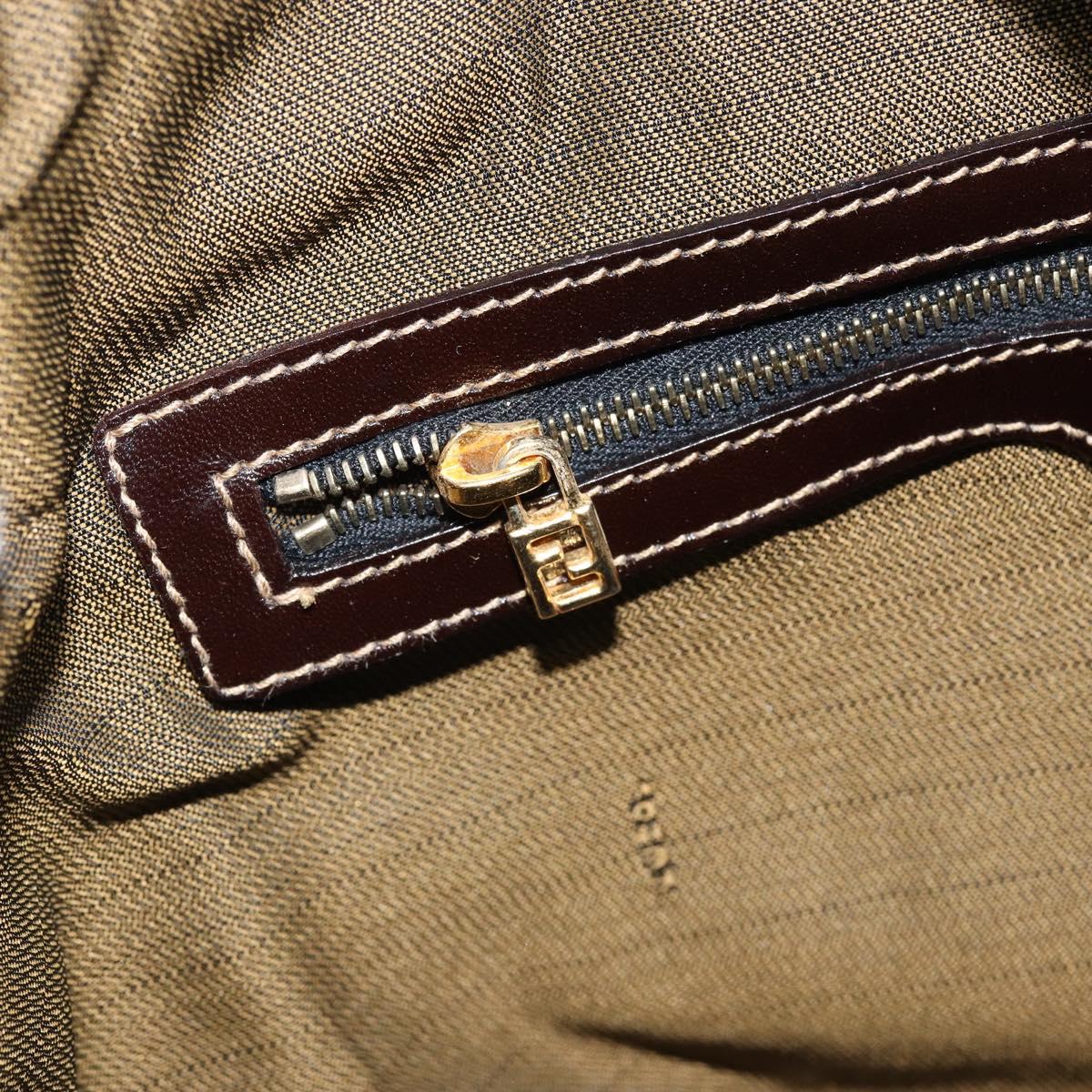 FENDI Zucca Canvas Hand Bag Black Brown Auth 149263