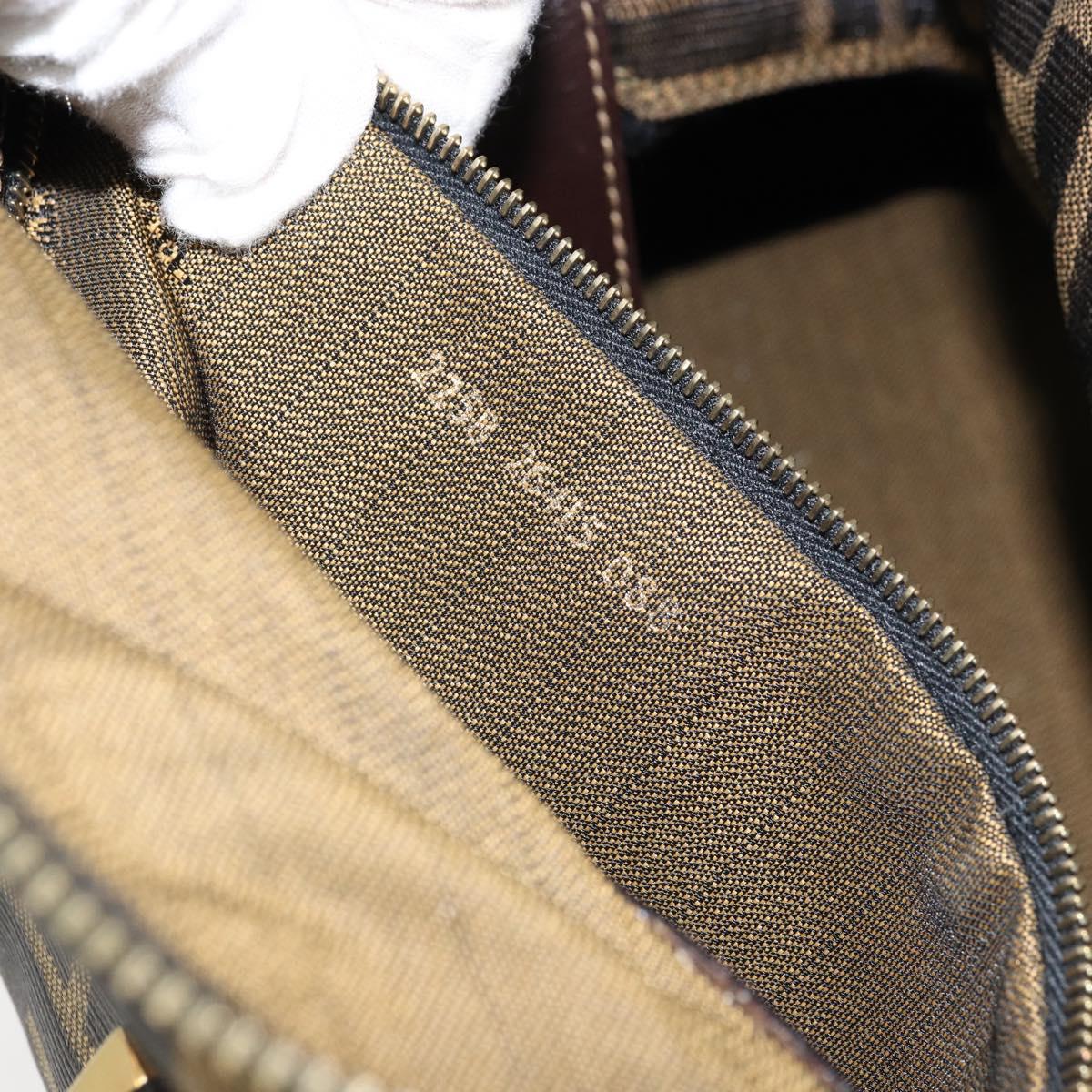 FENDI Zucca Canvas Hand Bag Black Brown Auth 149263