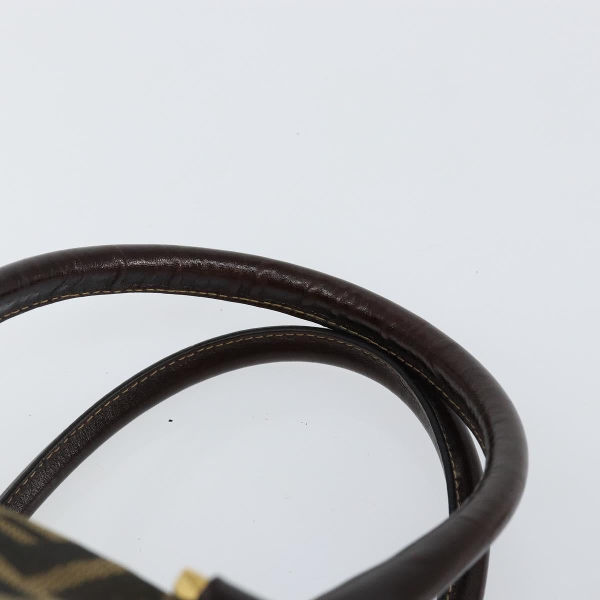 FENDI Zucca Canvas Hand Bag Black Brown Auth 149263