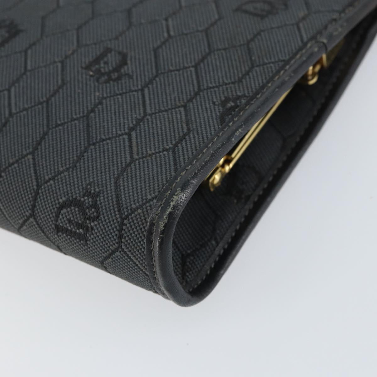 Christian Dior Honeycomb Canvas Chain Shoulder Bag Black Gold Auth 149271