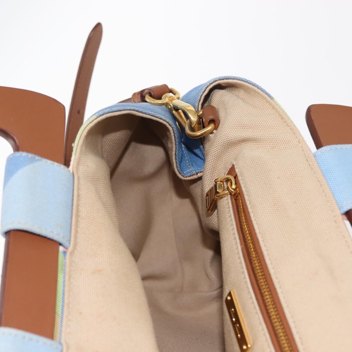 Miu Miu Hand Bag Canvas 2way Green Gold Auth 149273