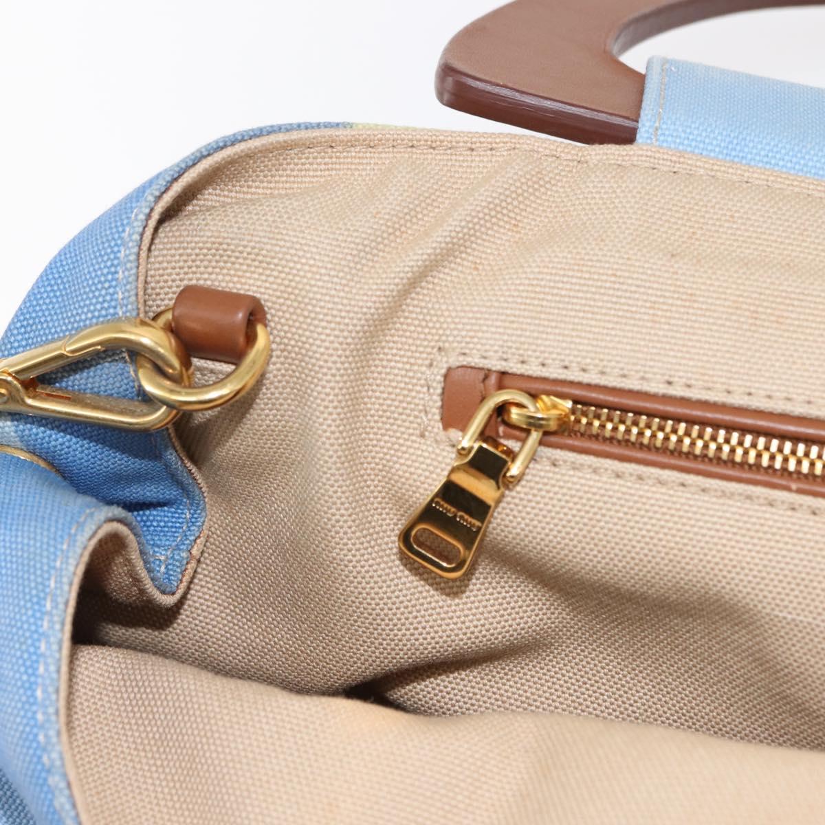 Miu Miu Hand Bag Canvas 2way Green Gold Auth 149273