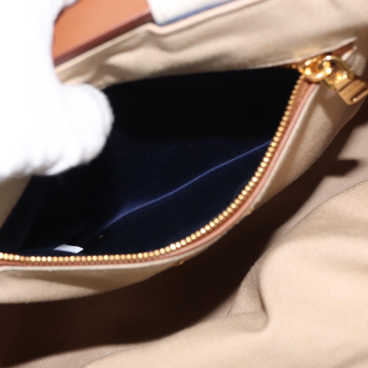 Miu Miu Hand Bag Canvas 2way Green Gold Auth 149273