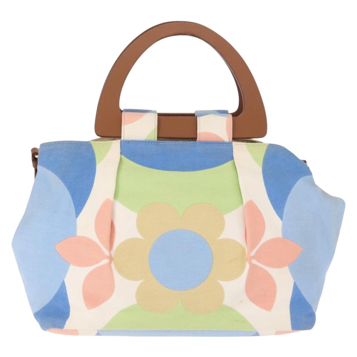 Miu Miu Hand Bag Canvas 2way Green Gold Auth 149273