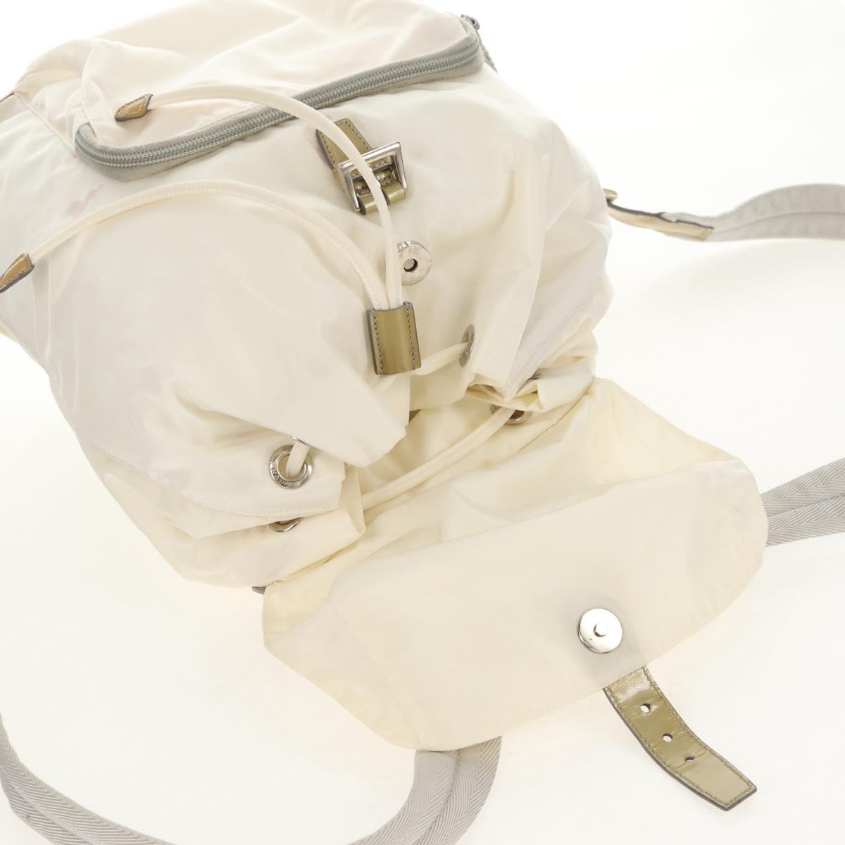 PRADA Backpack Nylon White Silver Auth 149274