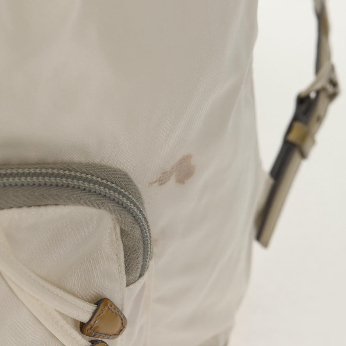 PRADA Backpack Nylon White Silver Auth 149274