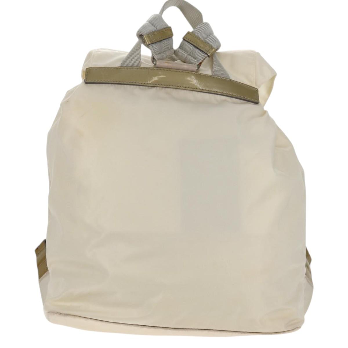 PRADA Backpack Nylon White Silver Auth 149274
