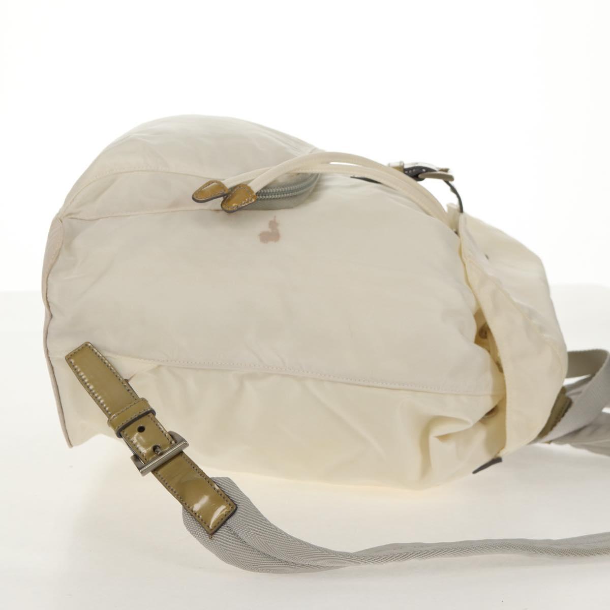PRADA Backpack Nylon White Silver Auth 149274