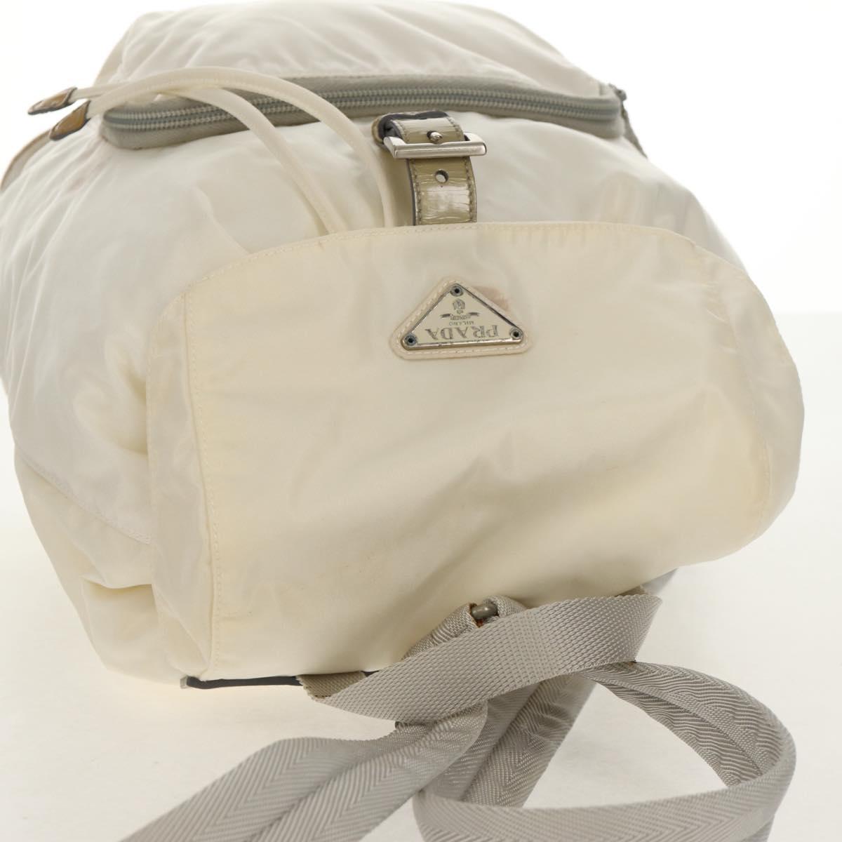 PRADA Backpack Nylon White Silver Auth 149274