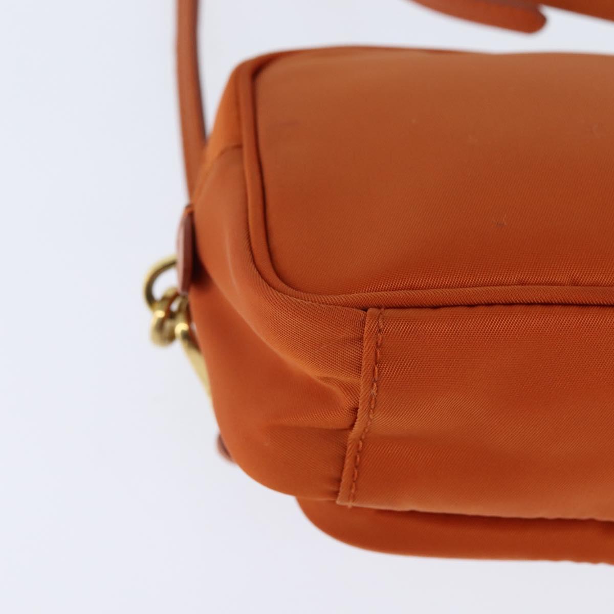 PRADA Shoulder Bag Nylon Orange Gold Auth 149289