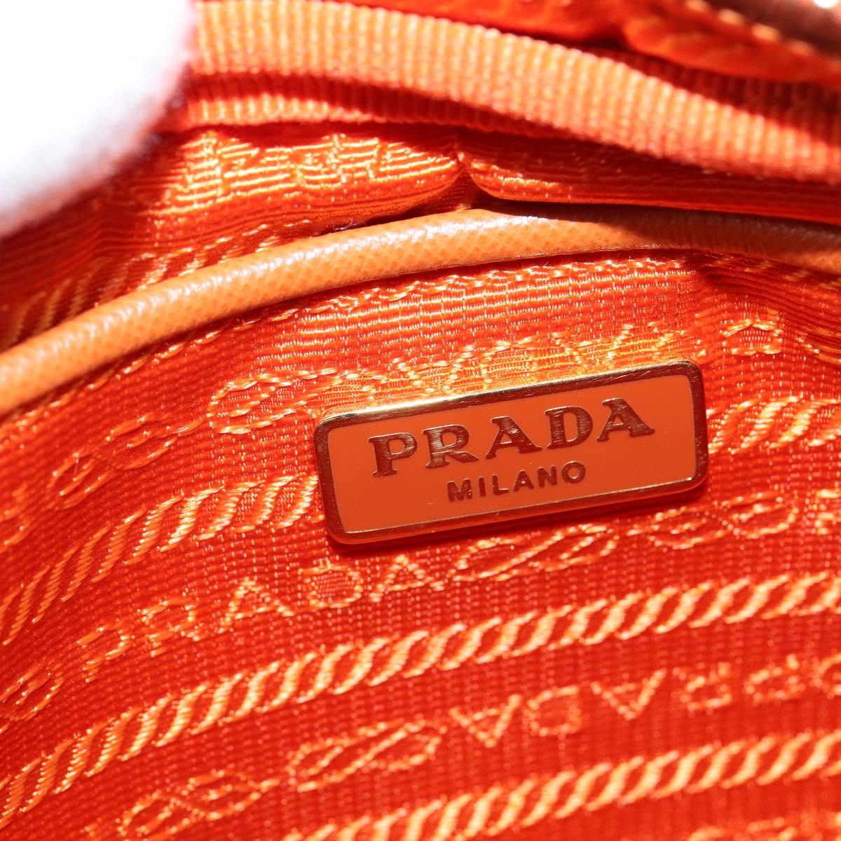 PRADA Shoulder Bag Nylon Orange Gold Auth 149289