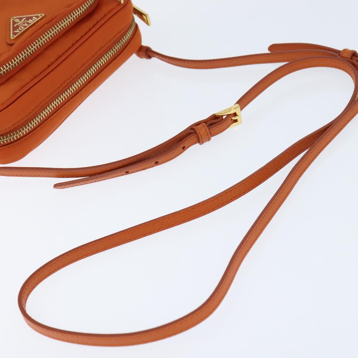 PRADA Shoulder Bag Nylon Orange Gold Auth 149289