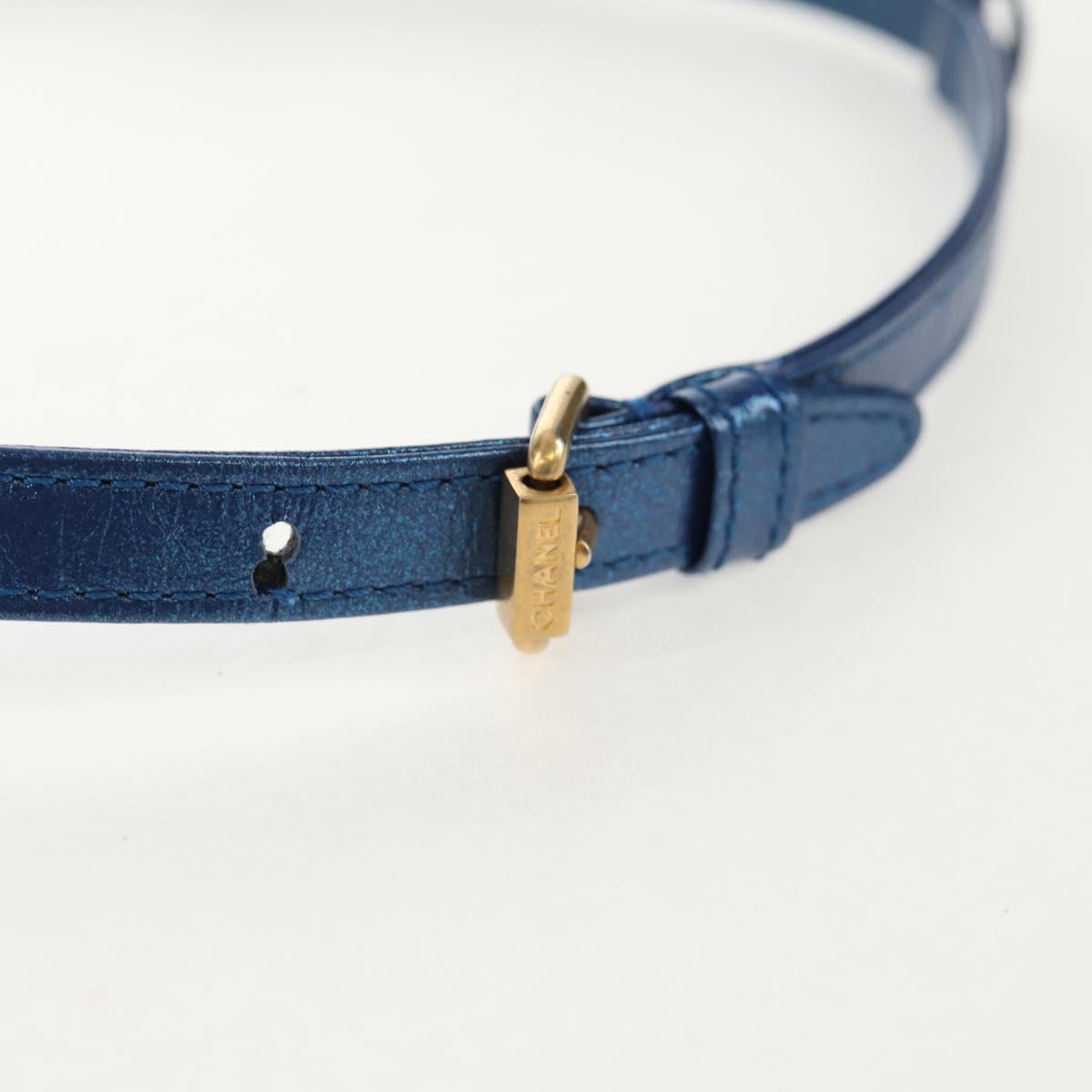 CHANEL 2.55 Matelasse Chain Shoulder Bag Calf Skin Blue Gold CC Auth 149291M