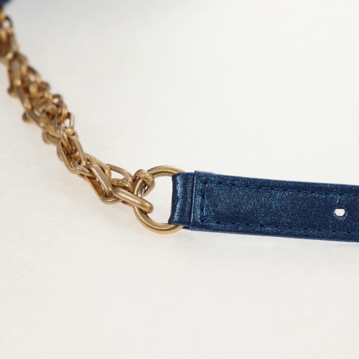 CHANEL 2.55 Matelasse Chain Shoulder Bag Calf Skin Blue Gold CC Auth 149291M