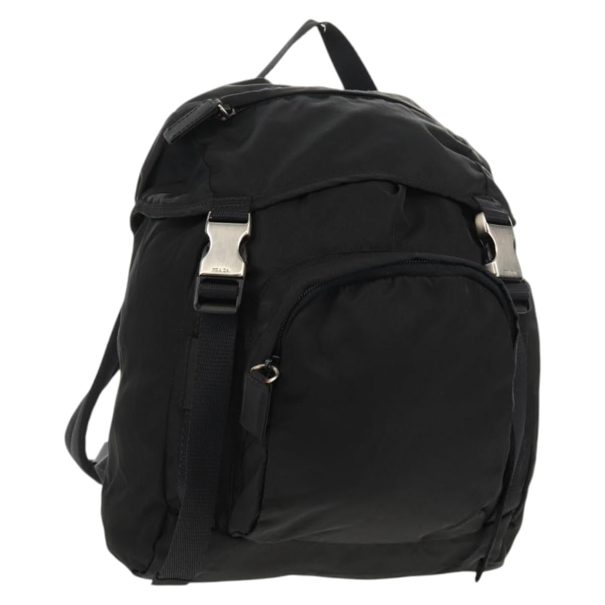 PRADA Backpack Nylon Black Silver Auth 149300V