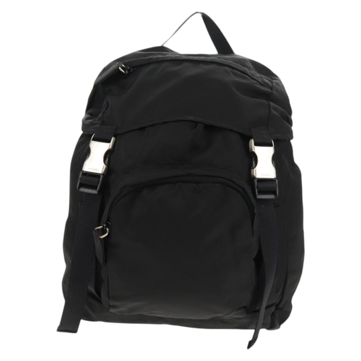 PRADA Backpack Nylon Black Silver Auth 149300V