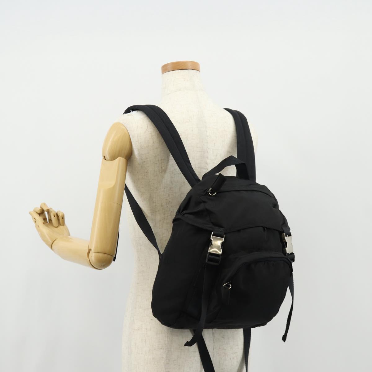 PRADA Backpack Nylon Black Silver Auth 149300V