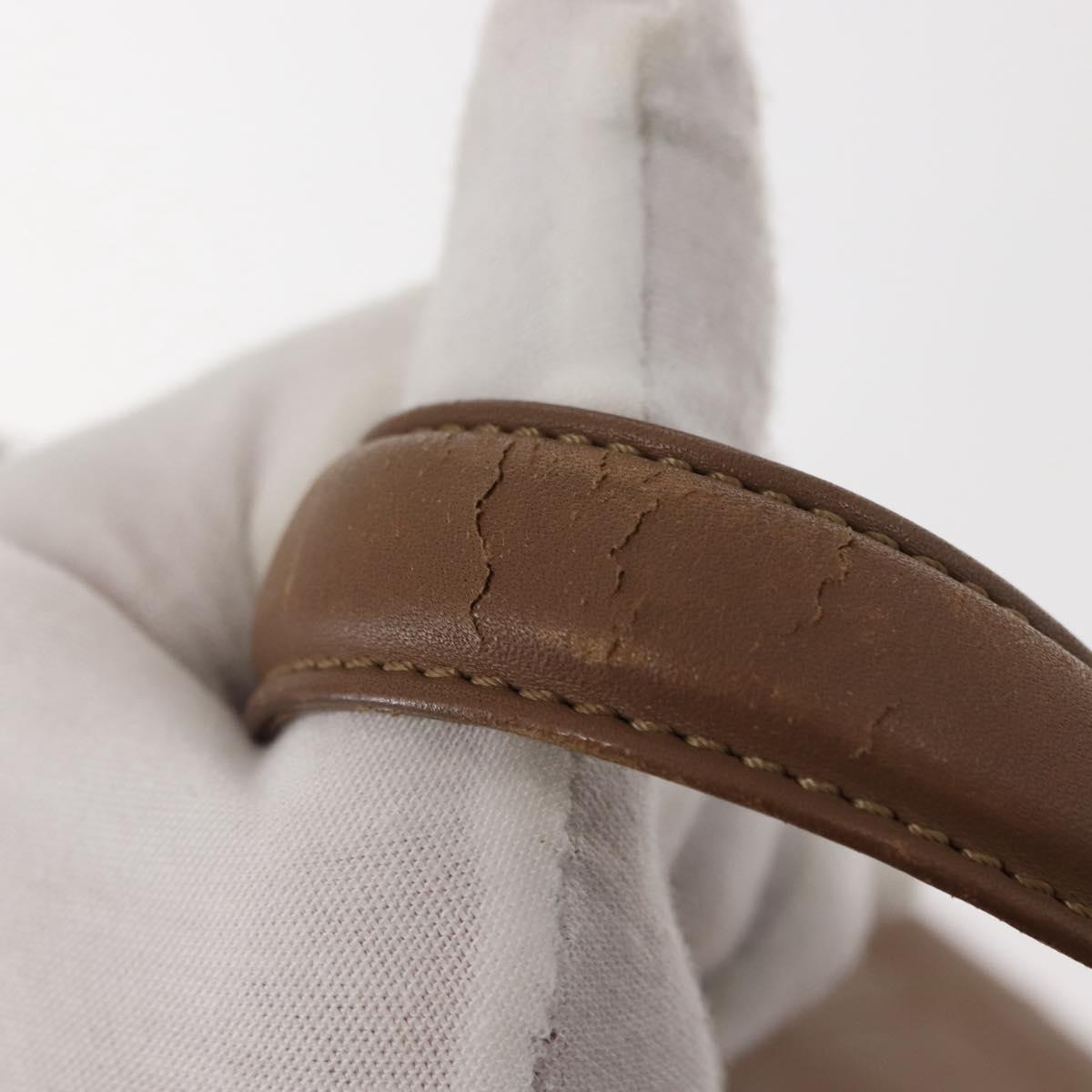 CHANEL Choco Bar Hand Bag Lamb Skin Brown Silver CC Auth 149307