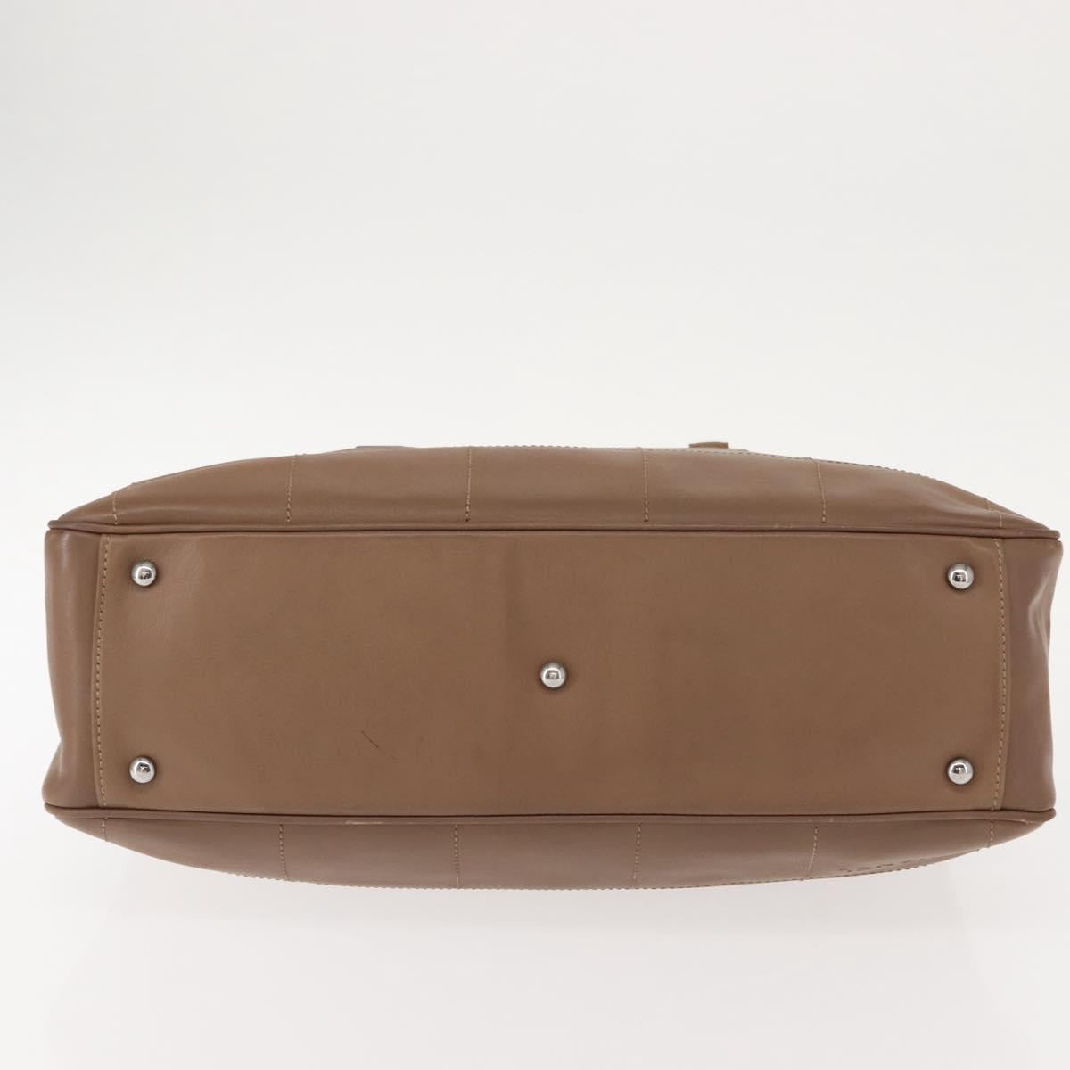 CHANEL Choco Bar Hand Bag Lamb Skin Brown Silver CC Auth 149307