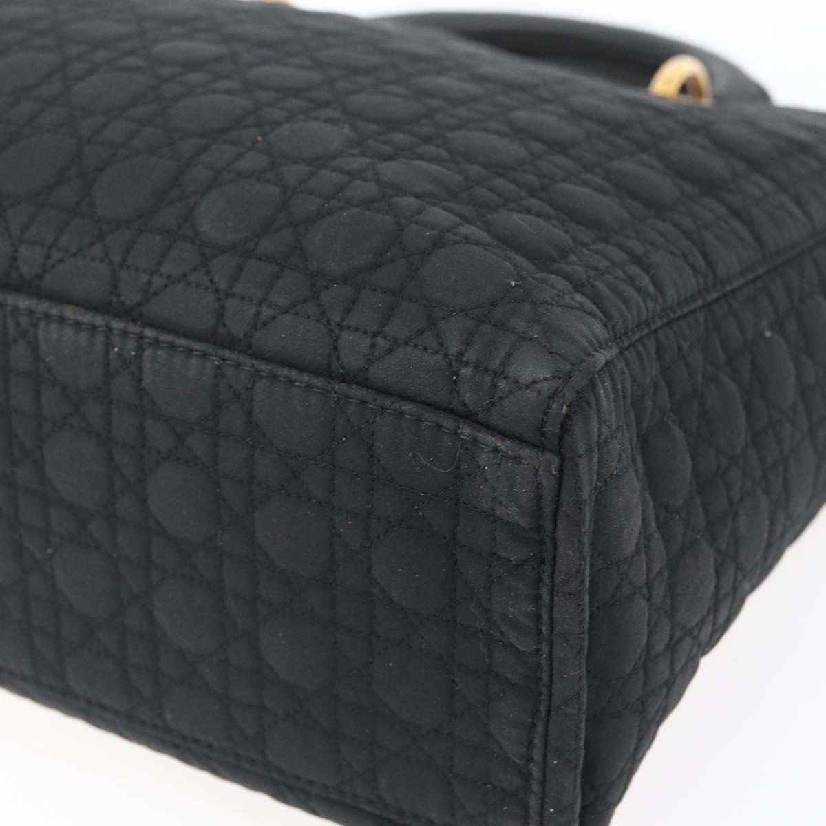 Christian Dior Canage Hand Bag Black Gold Auth 149311