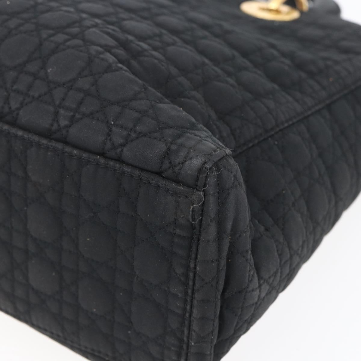 Christian Dior Canage Hand Bag Nylon Black Gold Auth 149311