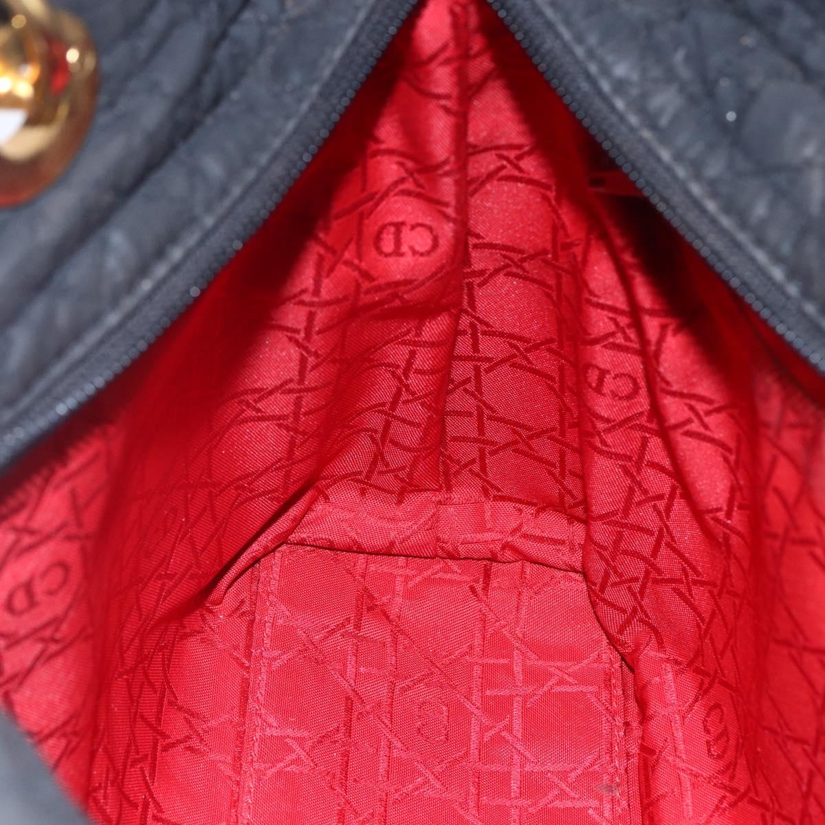 Christian Dior Canage Hand Bag Nylon Black Gold Auth 149311